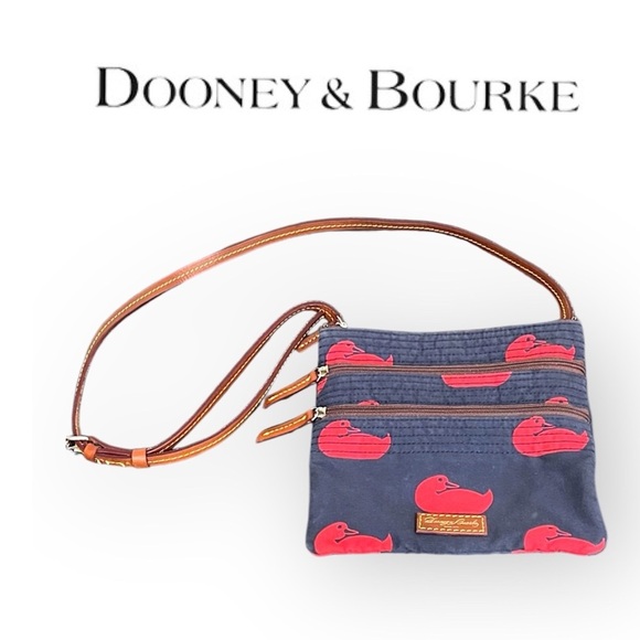 Dooney & Bourke Handbags - Dooney & Bourke vintage mini crossbody bag, canvas and leather trim